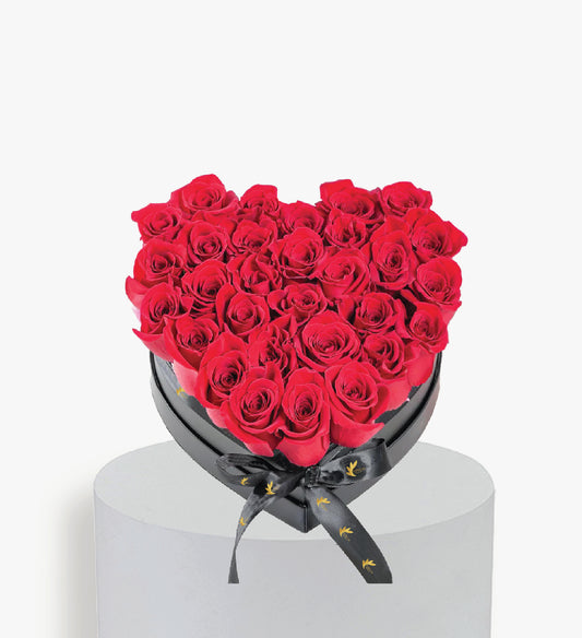 Red Roses in Small Heart Box