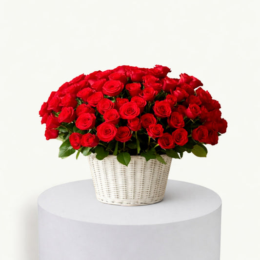 201 Red Roses in Basket