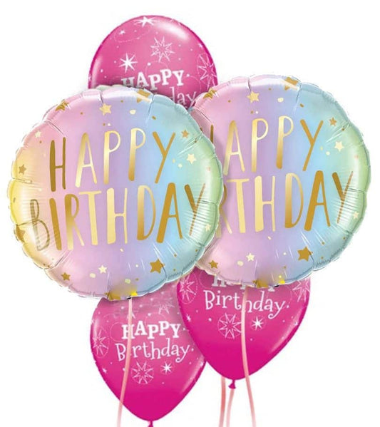 Happy Birthday Golden Foil & Latex Balloon Mix