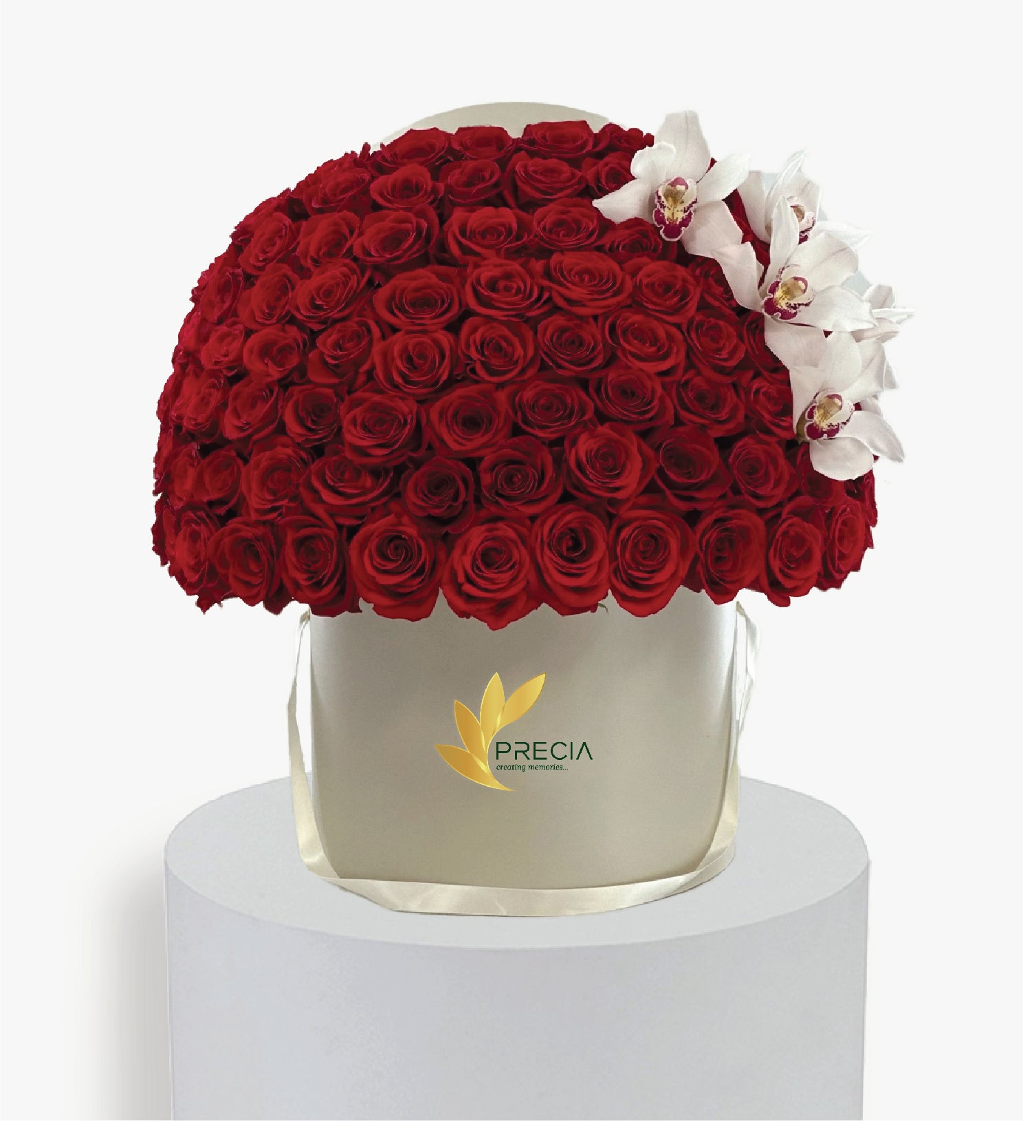 Signature 100 Roses with Cymbidium Orchids