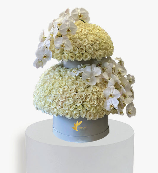 Grandiose Two-Tier with 351 Roses & Orchids