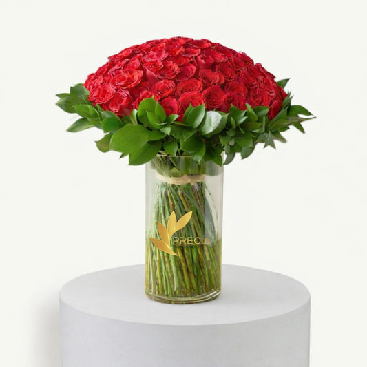 101 Red Roses In Vase